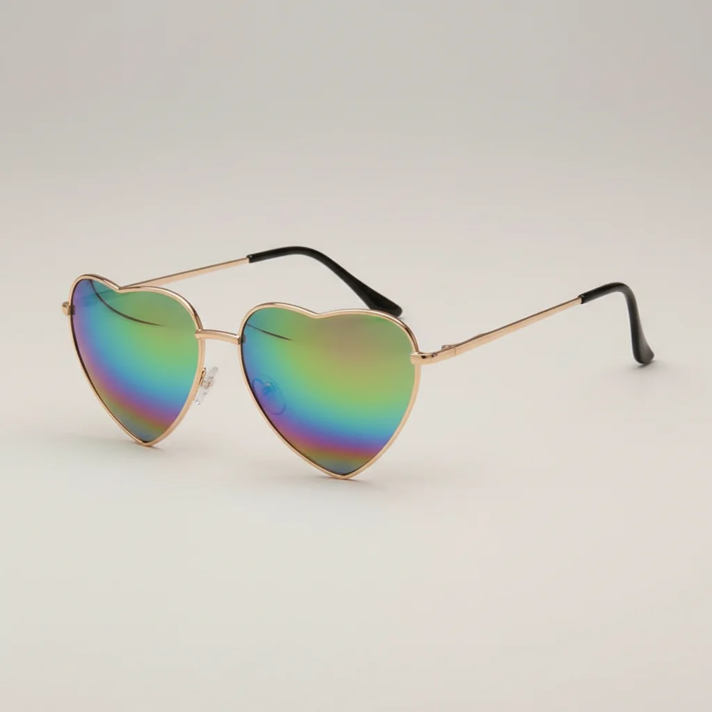 Lunette coeur verres multicolores - Vue 1 - lunette coeur