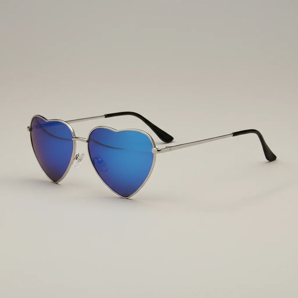 Lunette coeur effet miroir métal - Vue 2 - lunette coeur