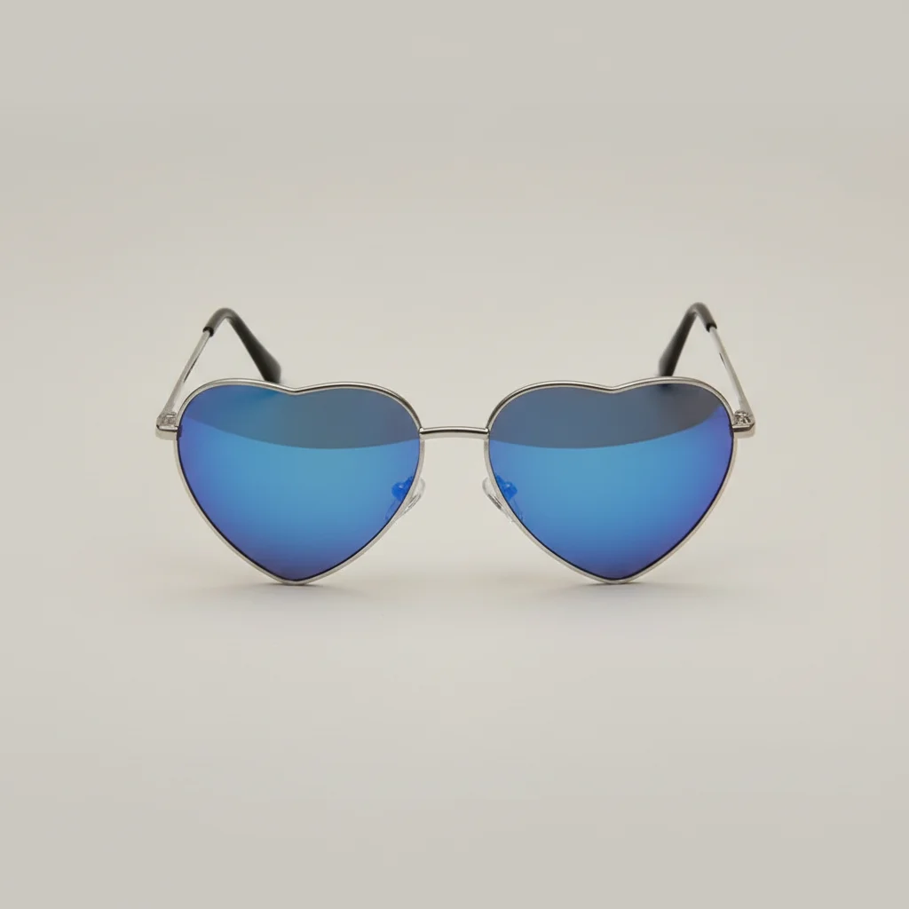 Lunette coeur effet miroir métal - Vue 3 - lunette coeur