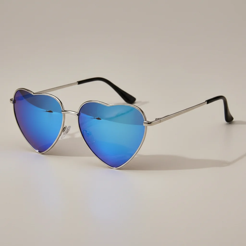 Lunette coeur effet miroir métal - Vue 4 - lunette coeur